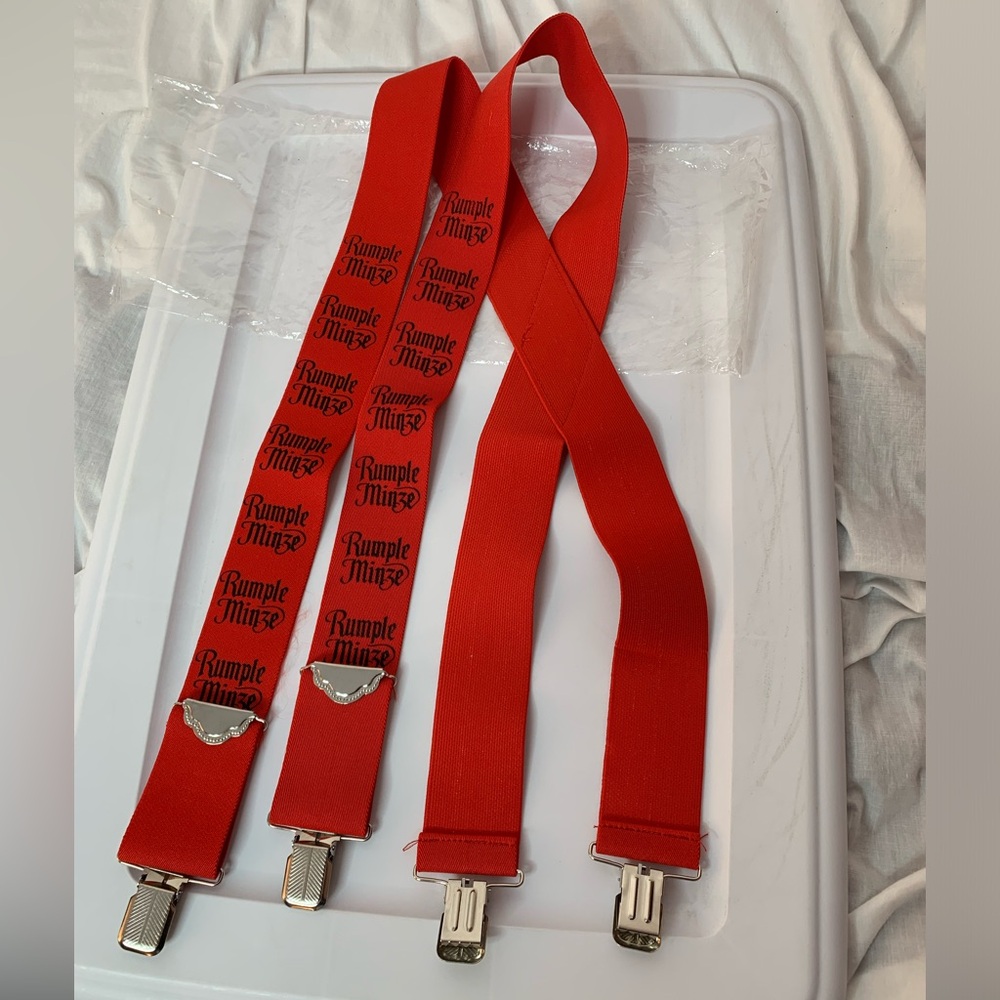 vintage Rumple Minze suspenders new-in-package promotional item